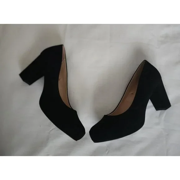 Xappeal Women's Black Faux Suede Style 131051 Olive Block Heels Pumps Size 7M - Picture 6 of 13